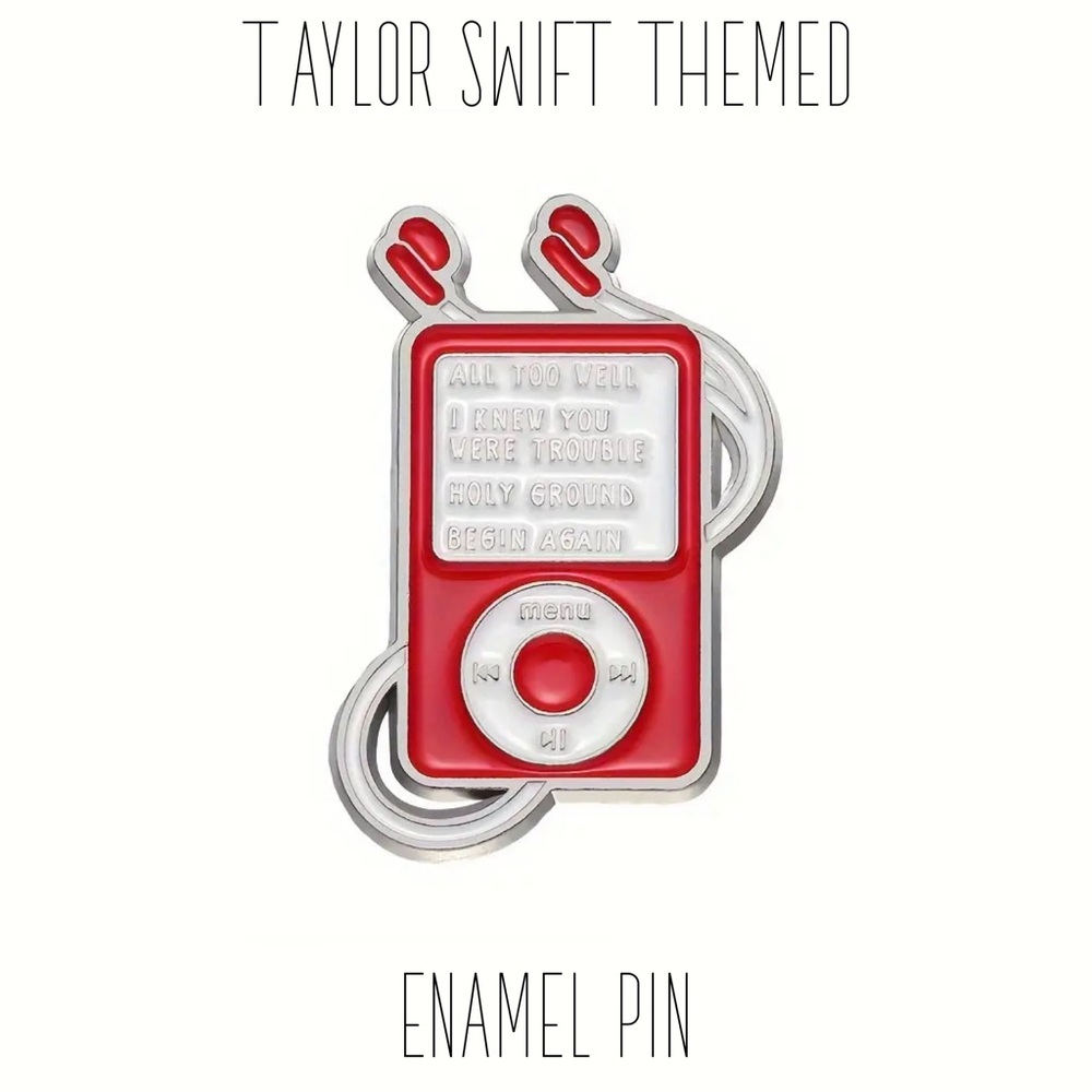 Taylor Swift Themed Pin of an IPod with Songs from her Red Album Brand NEW